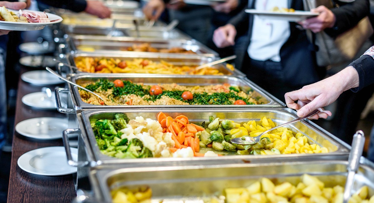 buffet style food line