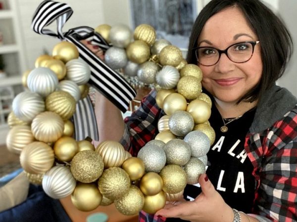 Create This $7 Christmas Wreath Using a Wire Hanger & Dollar Tree Ornaments!