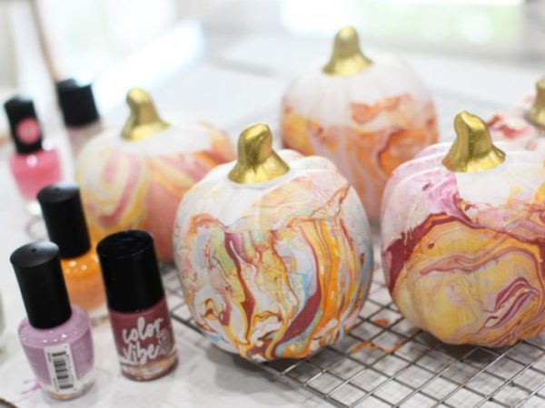 Create Marbled Pumpkins with Nail Polish—Easy DIY!