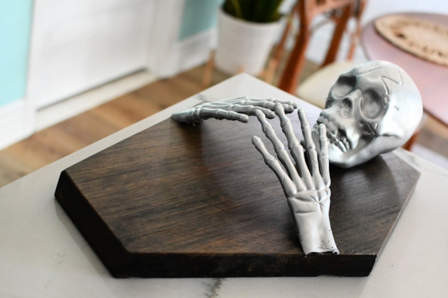 finished DIY Pottery Barn dupe skeleton tray