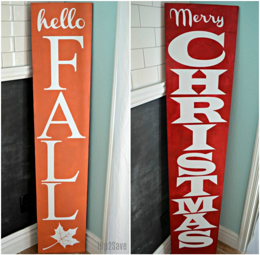 hello fall and merry christmas sign using the cricut