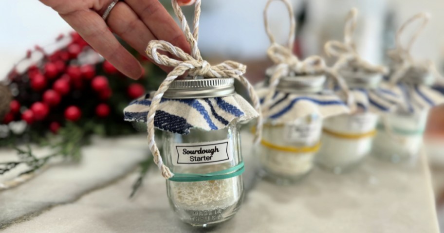 small jar sourdough starter ornament