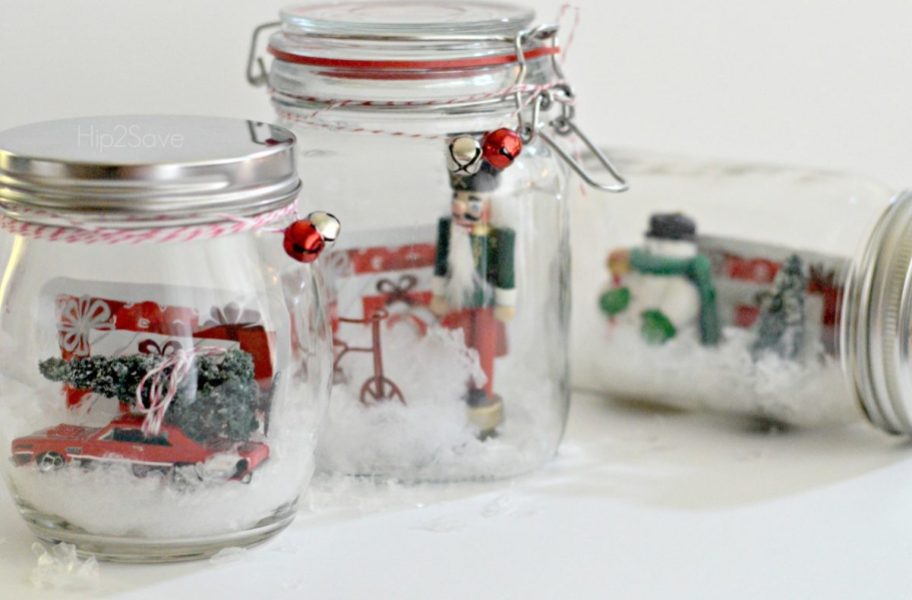 DIY gift card mason jar snow globes