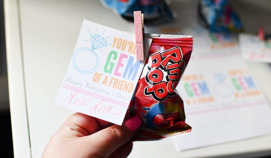 A ring pop diy valentine for kids
