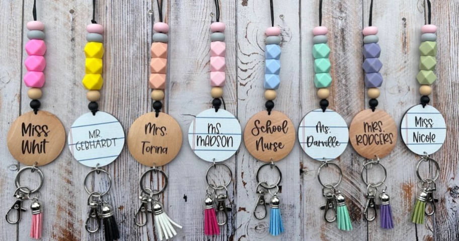 teacher lanyards with names and charms
