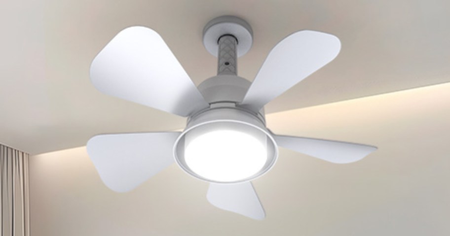 a white Socket Ceiling Fan in a ceiling