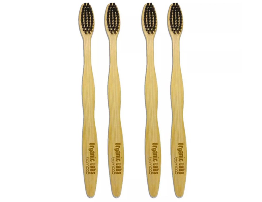 stock photo of bamboo toothbrushes 