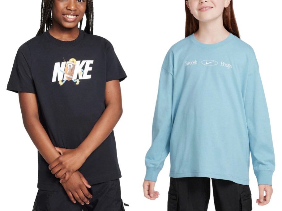 two girls wearing Nike tees