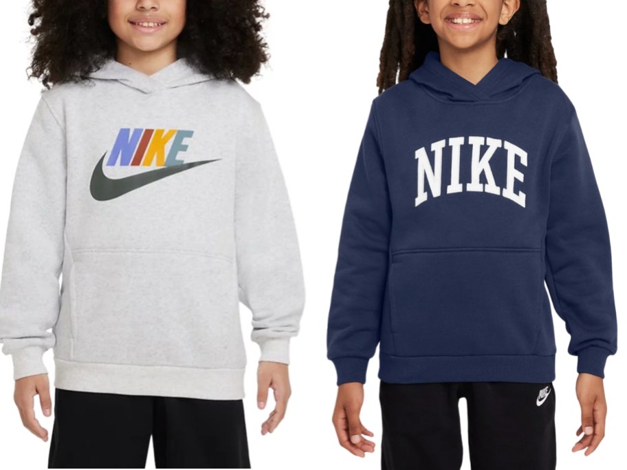 kids wearing Nike logo hoodies