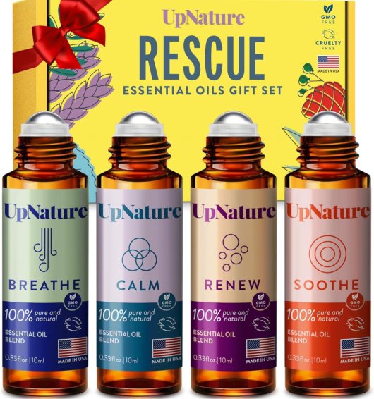 set of essential oils and gift box