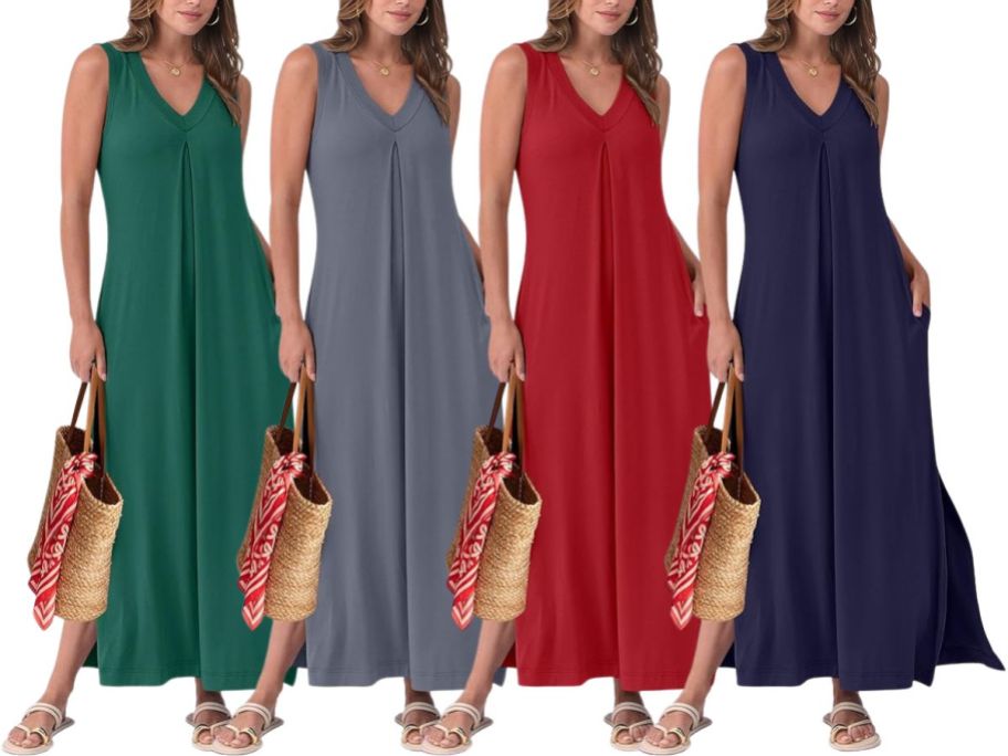 4 women wearing maxi dresses