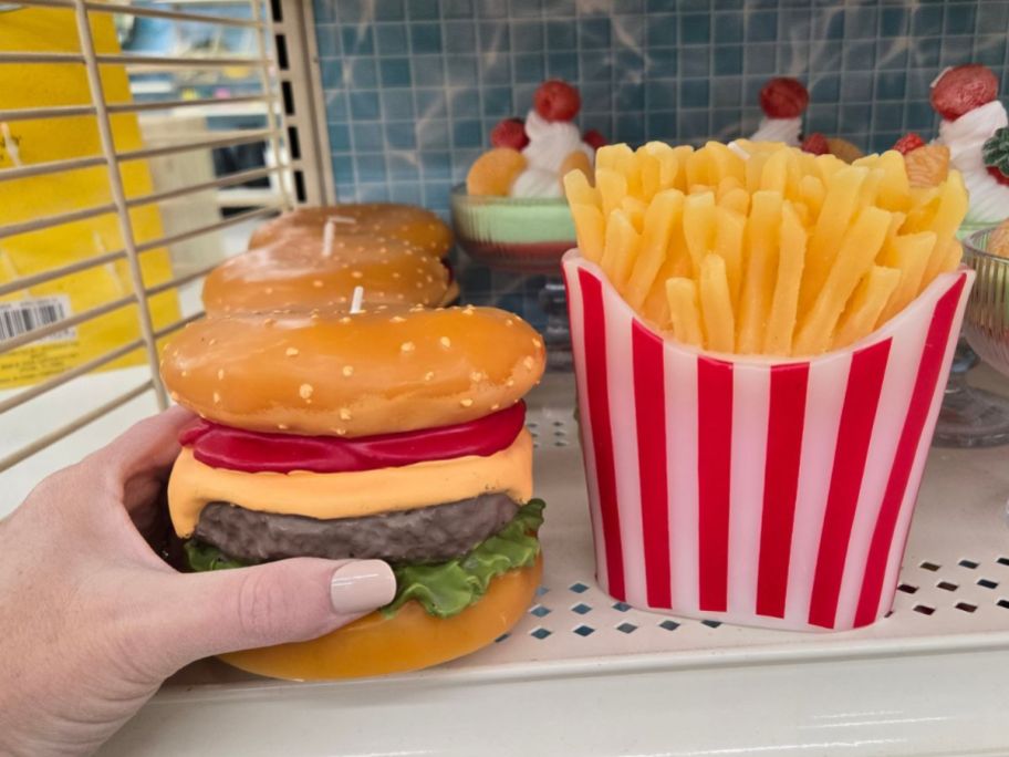 Candles that look like burgers and fries