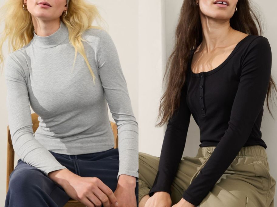 Stock images of two women wearing Athleta Tops