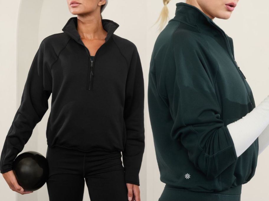 two women wearing Altitude Fleece Lined 1/2 Zip Sweatshirts