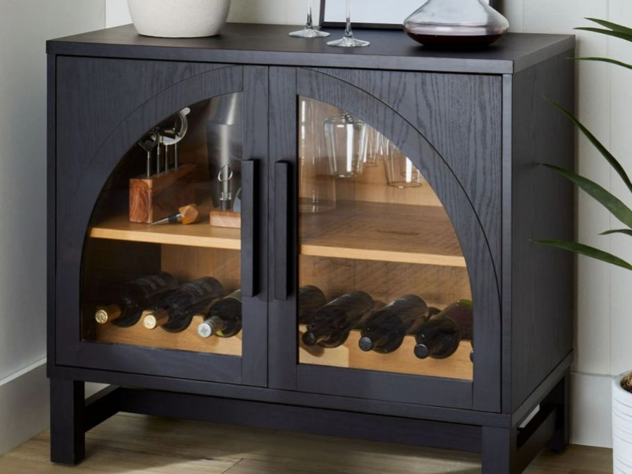 A black wine cabinet