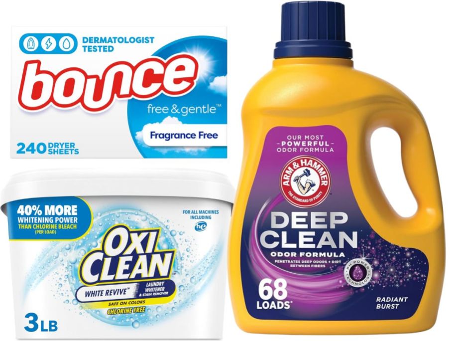 Bounce, Arm & Hammer and Oxi Clean