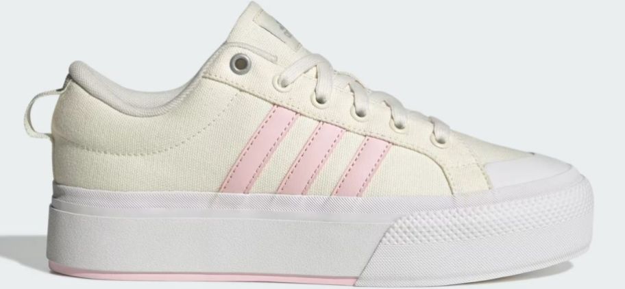 pink and white platform sneaker