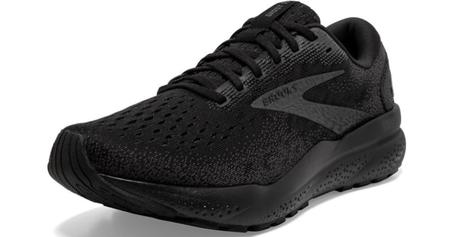 A woman's black sneaker