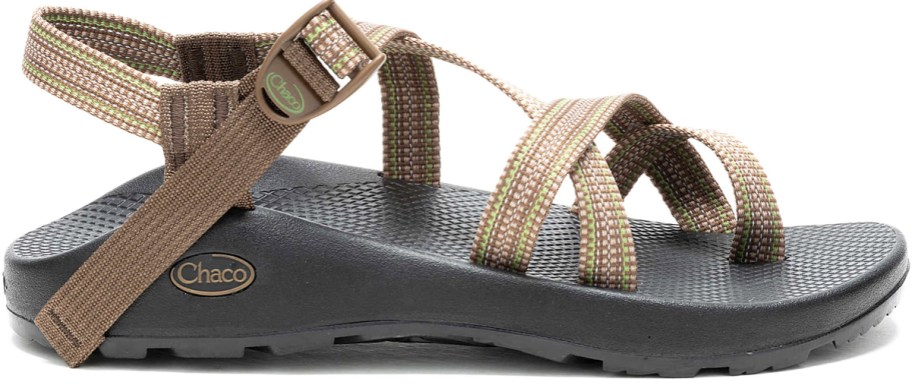 black sandal with brown straps