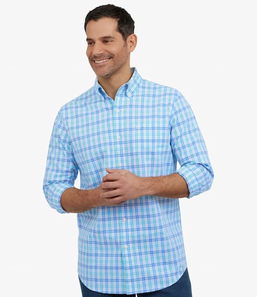 Chaps Men's and Big Men's Long Sleeve Classic Fit CVC Woven Shirt