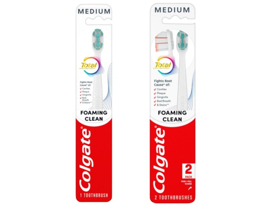 two images of Colgate-toothbrushes