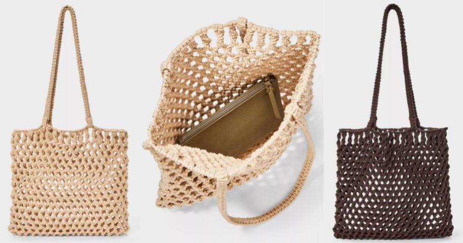 A crochet tote in two colors 