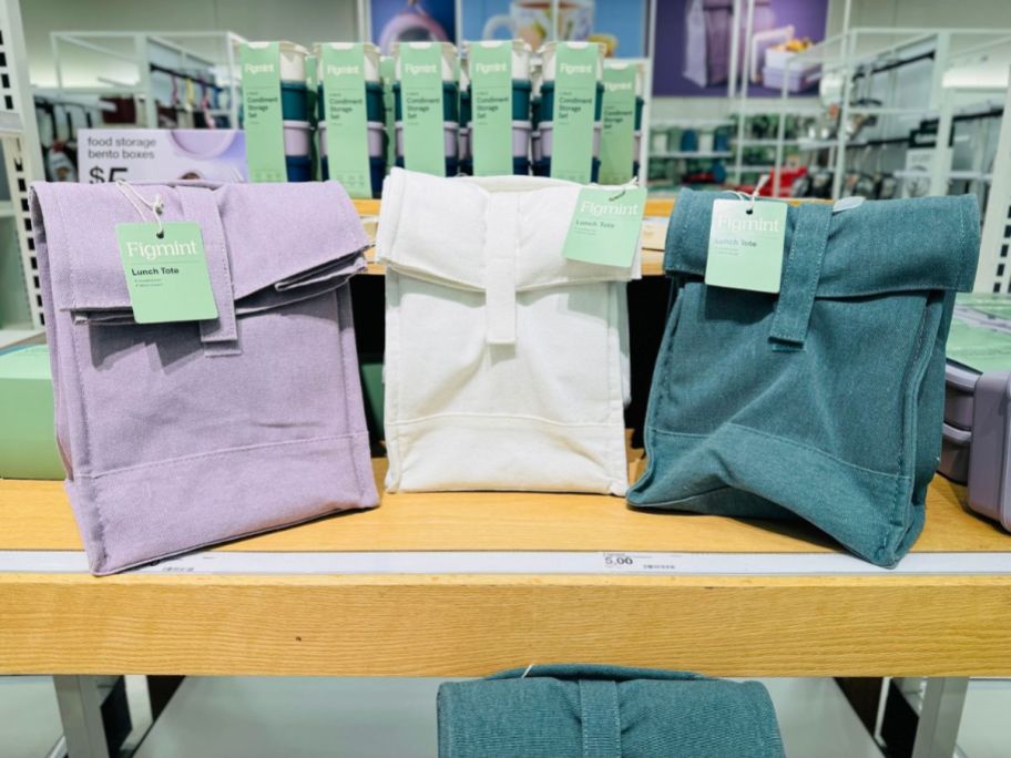 Figmint Lunch Totes in a store