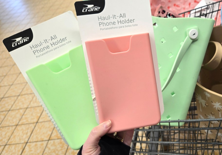 Haul It All Phone Holders in green and pink