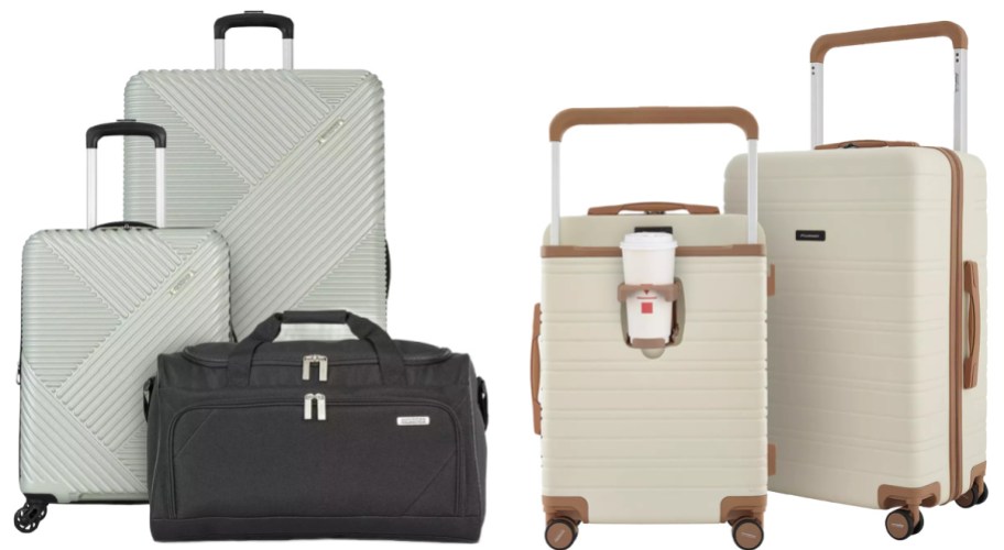 Kohls luggage in sage and beige