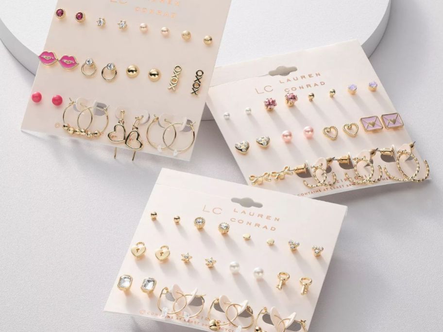 3 packs of A 12 pack of earrings 