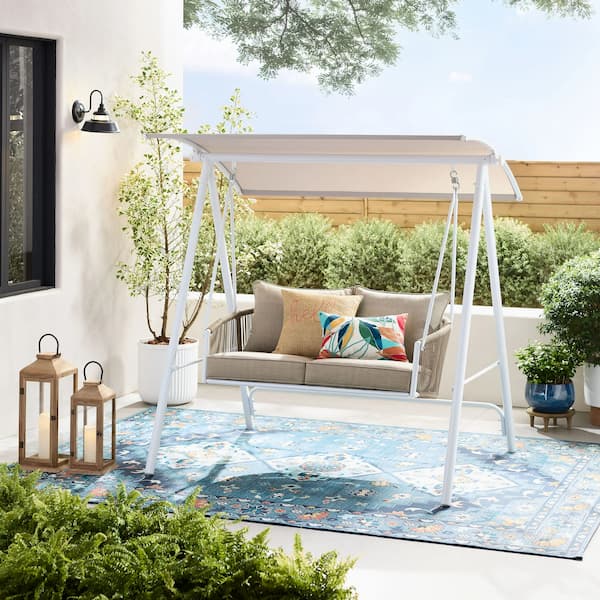 Mainstays Lawson Ridge 2-Seat Steel Outdoor Freestanding Porch Swing