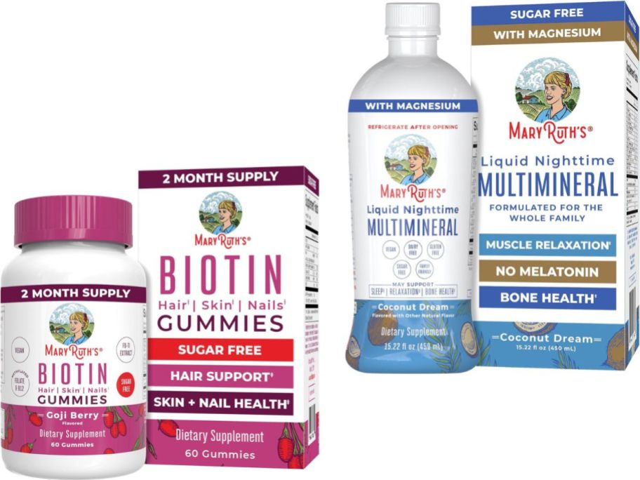 Stock images of two MaryRuth's Organics Supplements 