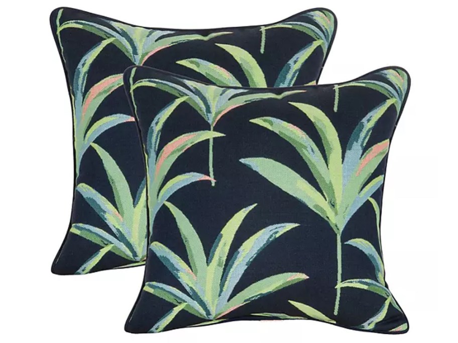 Members Mark Jacquard Pillow 2-Pack w: Sunbrella Fabric with green leaf pattern