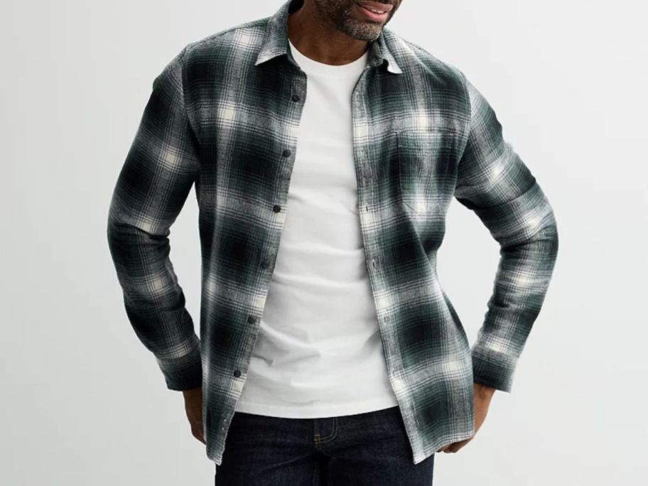 A man wearing a flannel shirt