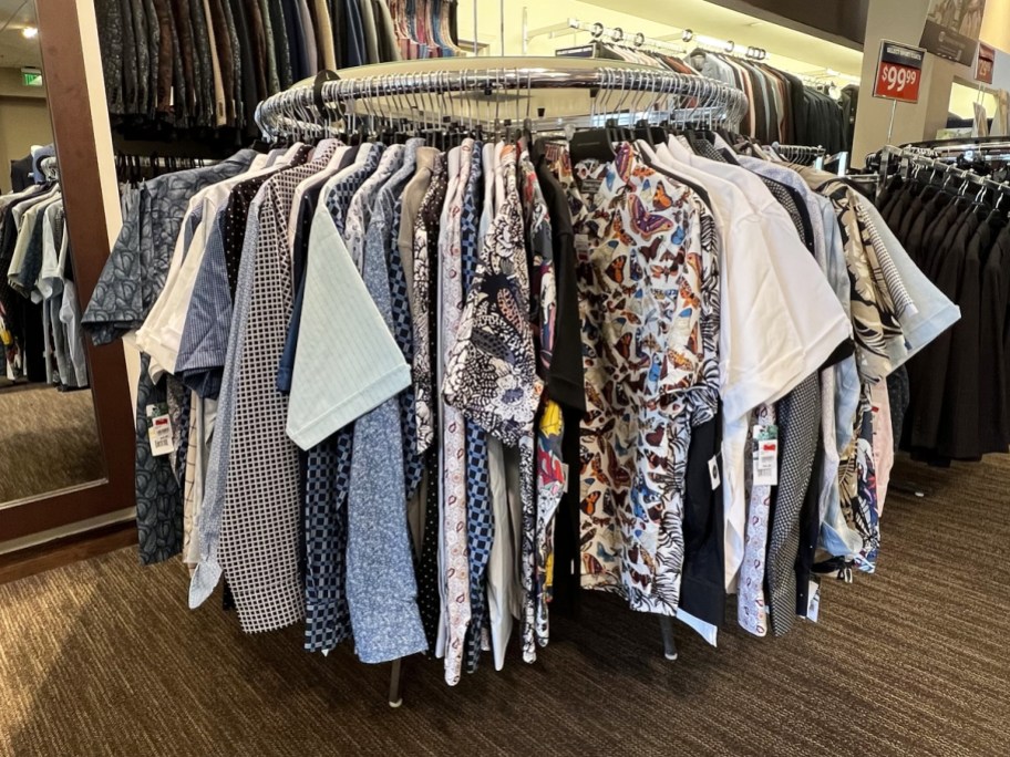 men's shirts on store display rack