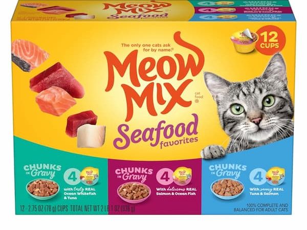 Meow Mix Seafood Favorites Wet Cat Food, Variety Pack (12 count) only $4.79 shipped!