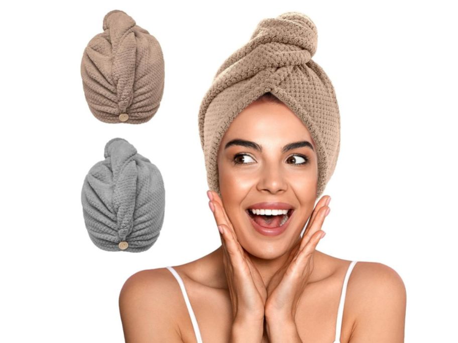 Microfiber Hair Towel 2-Pack stock image
