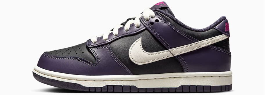 black and dark purple nike sneaker
