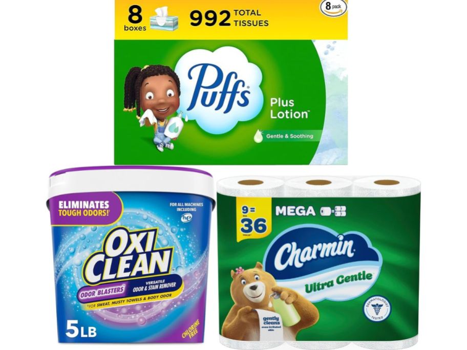 Puffs, Oxi Clean, Charmin TP