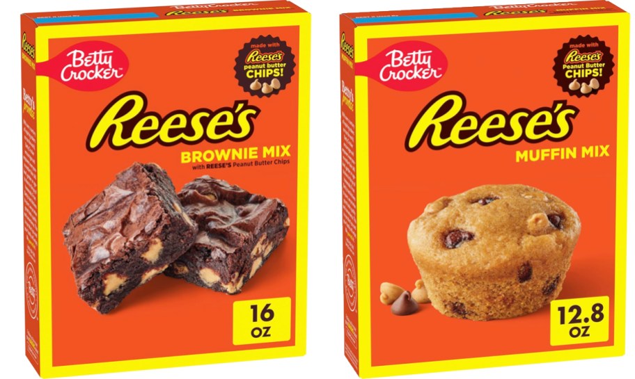 Reese's Brownie and Muffin baking mix boxes