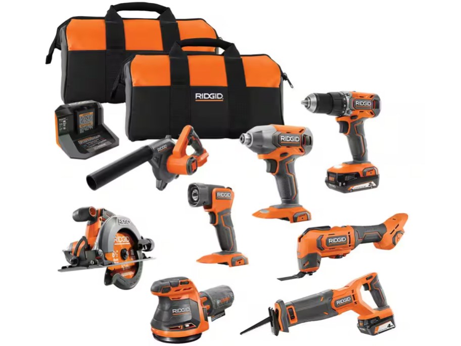 Ridgid 18V Cordless 8-Tool Combo Kit