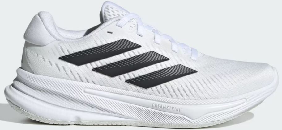 white and blck running shoe