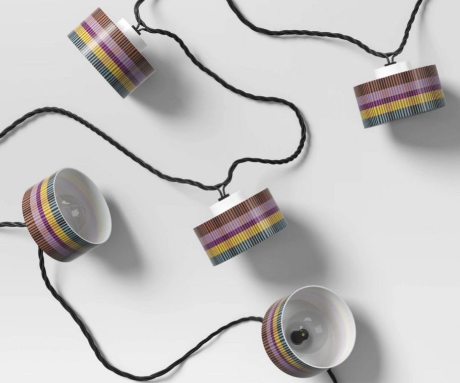 a set of paper lantern led string lights 