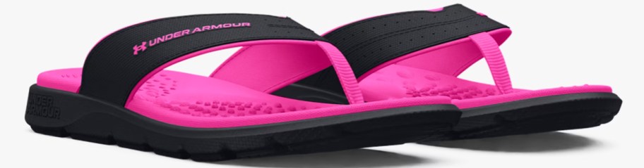 pair of black and pink flip flops