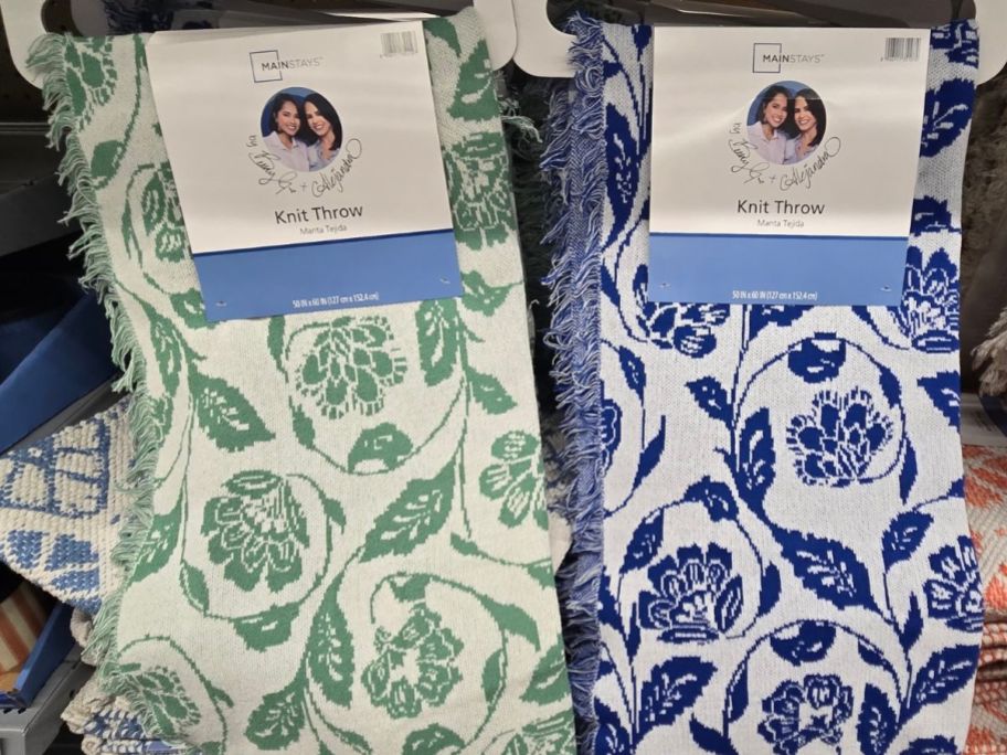 two Mainstays by Becky G. & Alejandra Floral Knit Throws