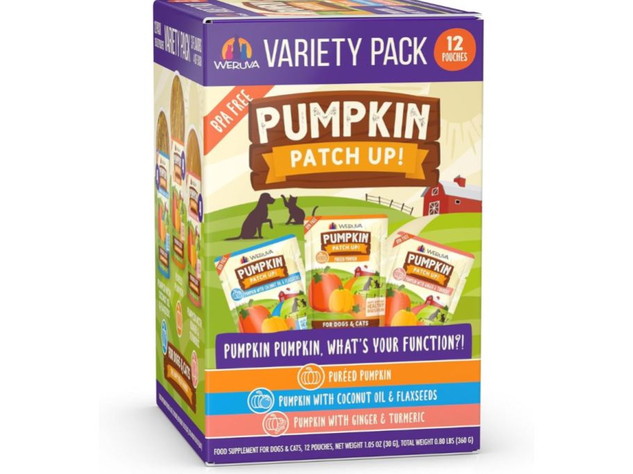Stock image of Weruva Pumpkin Patch Up! 1.05oz Pouch Variety Pack for Dogs & Cats 12-Count Box