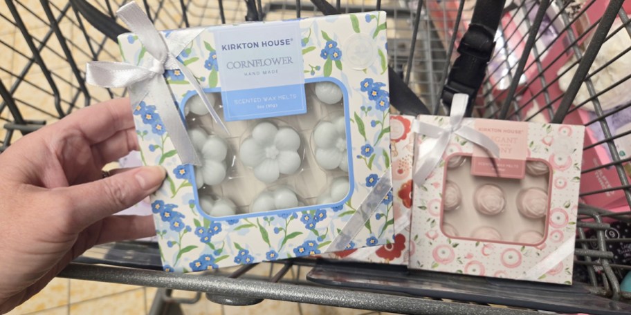 hand holding flower wax melts 