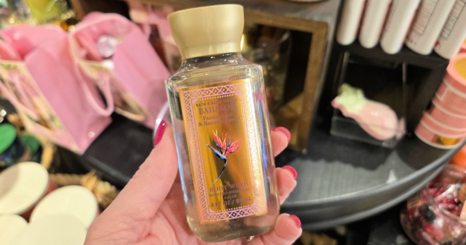 bath & body works mini body wash in hand