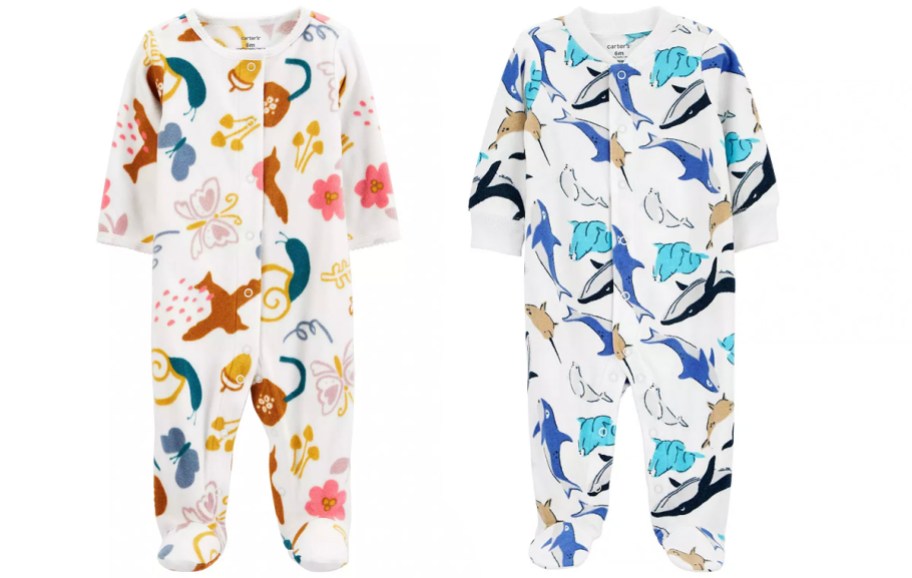 two animal baby sleep pajamas
