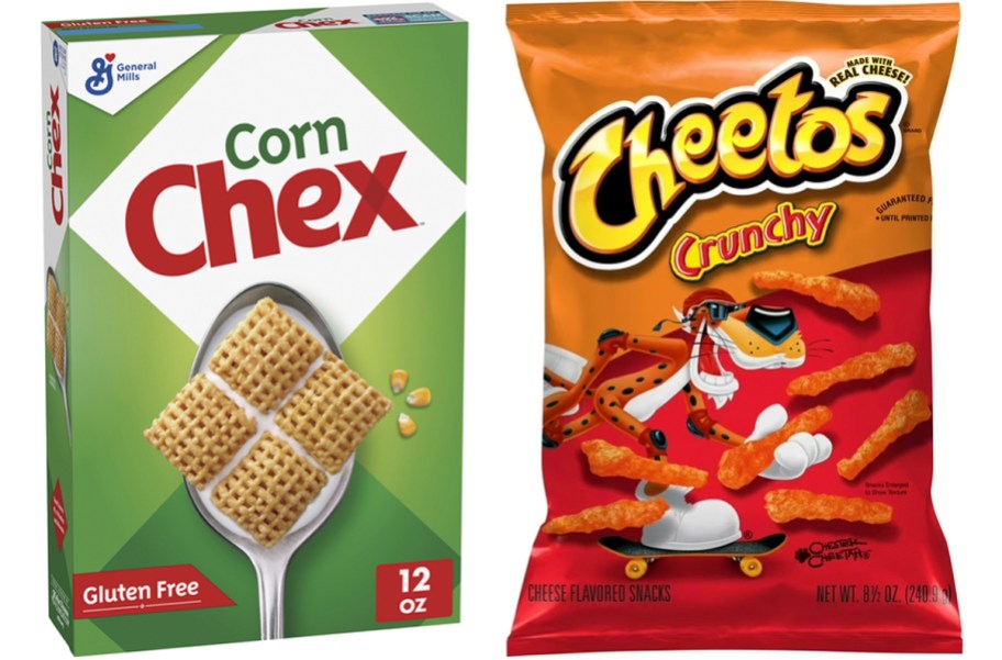 chex cereal and cheetos snack